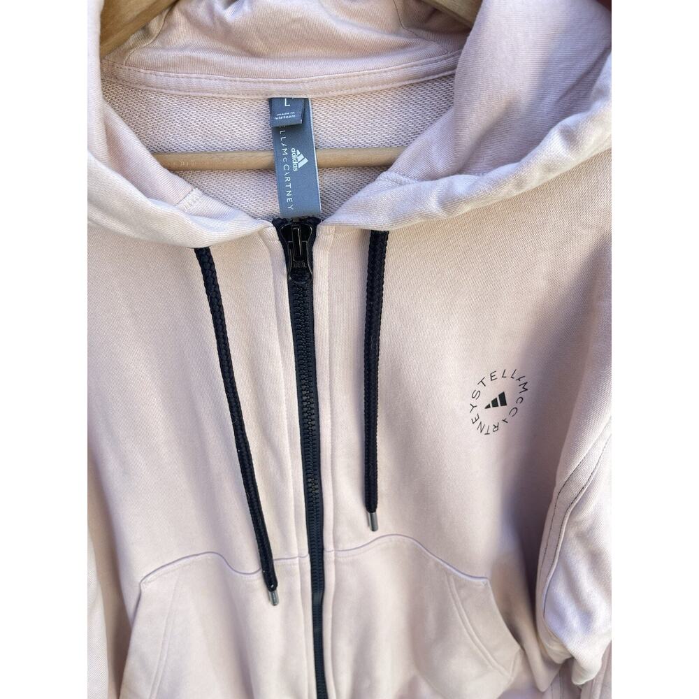 Adidas Stella Mccartney ASMC FZ Hooded Sweatshirt Zip Up Blush Black Size L - Picture 2 of 6